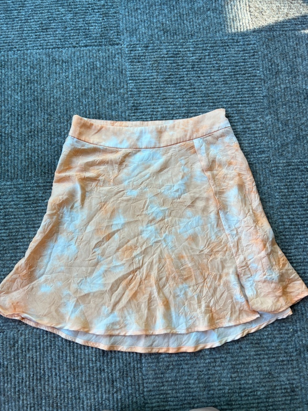 Free People Martin’s Flirt Peach & White Tie-Dye A-Line Skirt, 6 Beachy Boho